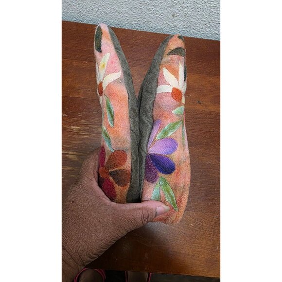 The Bag Ladies Of Sequin Art Floral Slip-On Slippers 11-12 Multicolor Fleece Sof - Picture 6 of 8